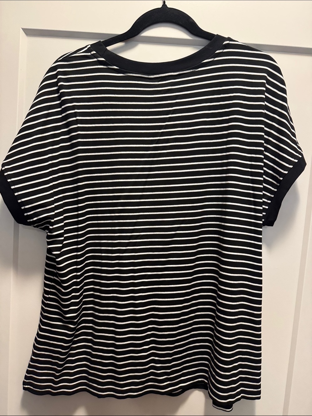 🆕 Dokotoo Black & White Striped Viscose Women’s Short Sleeve Tee. XL. NWT!🔥🖤 - Picture 5 of 5
